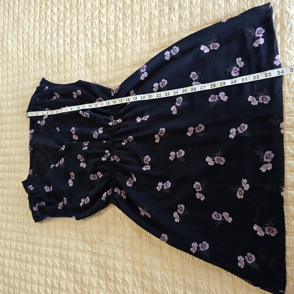 Madewell Skygaze Navy Mini Dress Pink & Lavendar Floral Sz. 4 - Picture 10 of 12